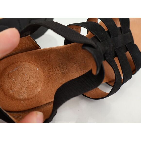 Gentle Souls Lennon Sandals Womens Size 10 Black Leather Gladiator Slip on Flats - Picture 8 of 11